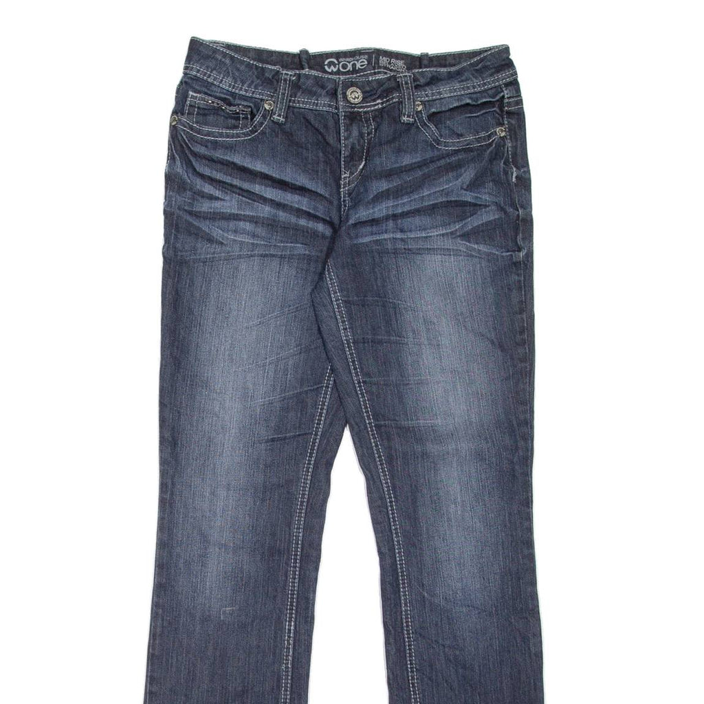 WAREHOUSE ONE Mid Rise Womens Jeans Blue Relaxed Straight Stone Wash W29 L32