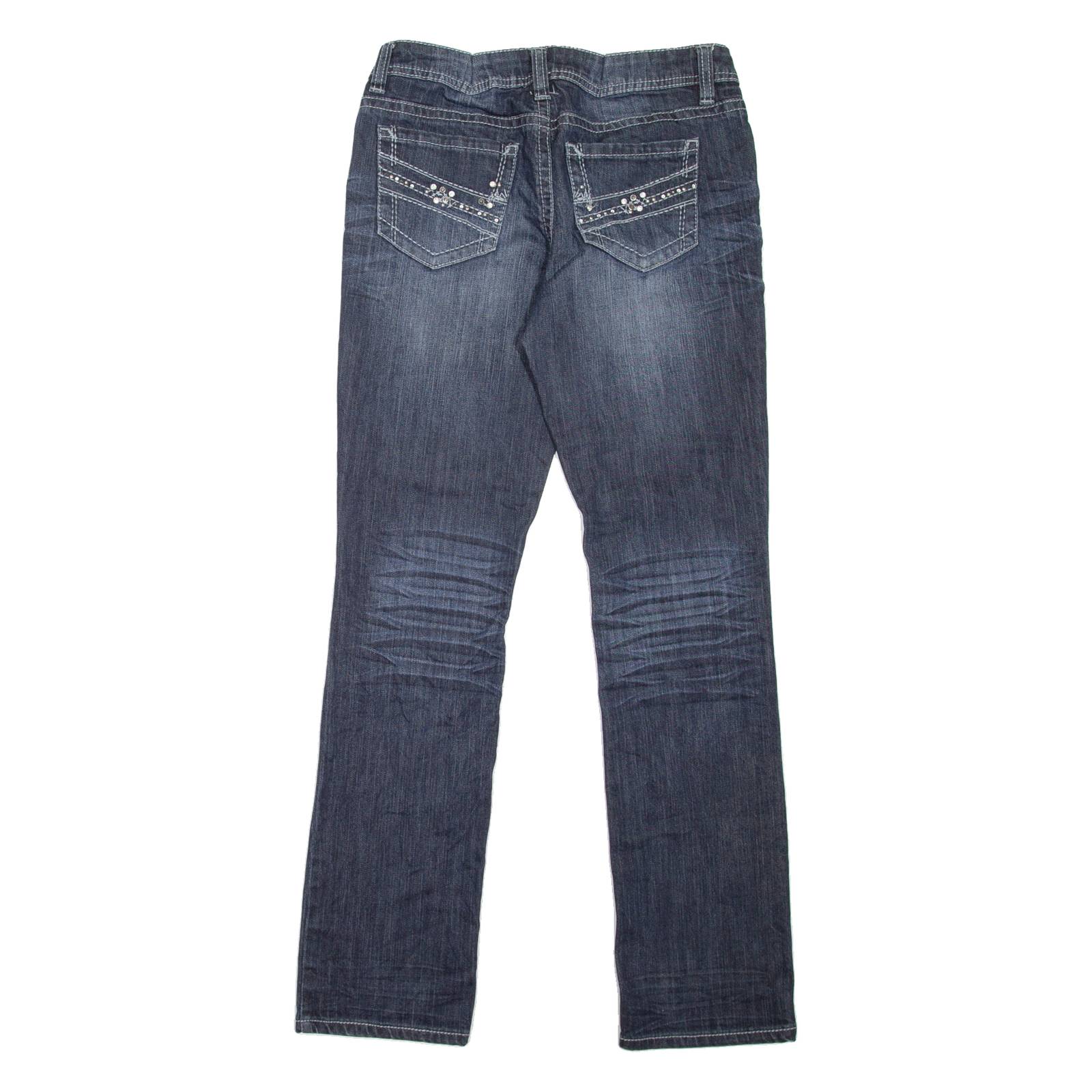 WAREHOUSE ONE Mid Rise Womens Jeans Blue Relaxed Straight Stone Wash W29 L32