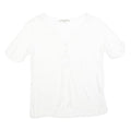 GERARD DAREL Womens White Blouse Short Sleeve Round Neck S Lace Detail Buttons