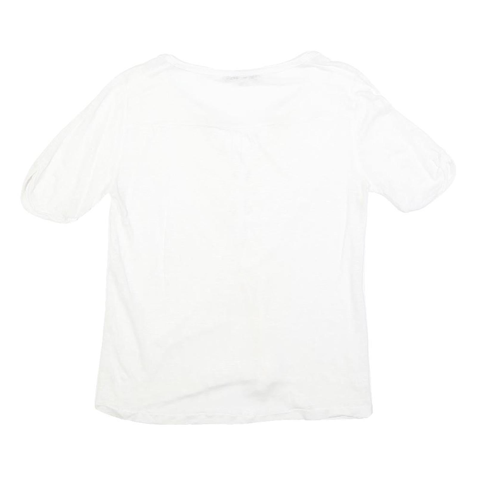 GERARD DAREL Womens White Blouse Short Sleeve Round Neck S Lace Detail Buttons