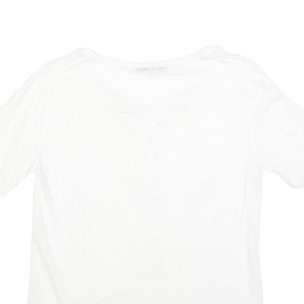 GERARD DAREL Womens White Blouse Short Sleeve Round Neck S Lace Detail Buttons