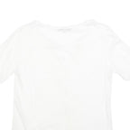 GERARD DAREL Womens White Blouse Short Sleeve Round Neck S Lace Detail Buttons