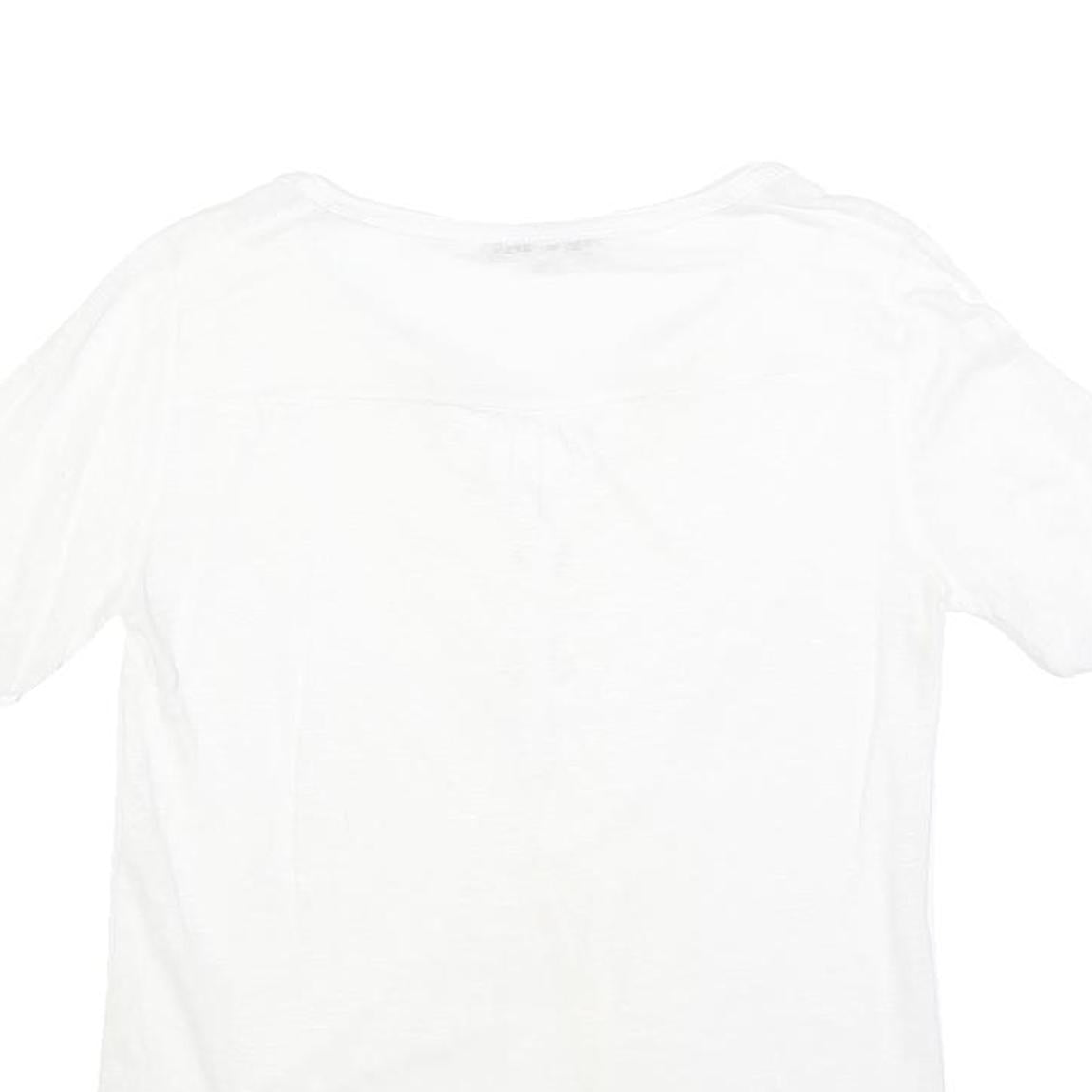 GERARD DAREL Womens White Blouse Short Sleeve Round Neck S Lace Detail Buttons