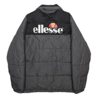 ELLESSE Mens Black & Grey Puffer Jacket M Polyester Blend Zip Casual Winter