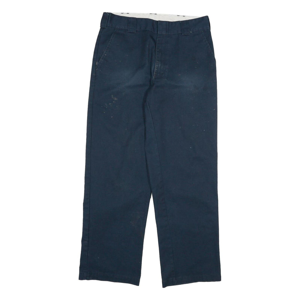 DICKIES Mens Cotton Blend Navy Regular Straight Trousers W34 L32 Workwear