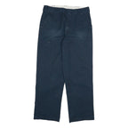 DICKIES Mens Cotton Blend Navy Regular Straight Trousers W34 L32 Workwear
