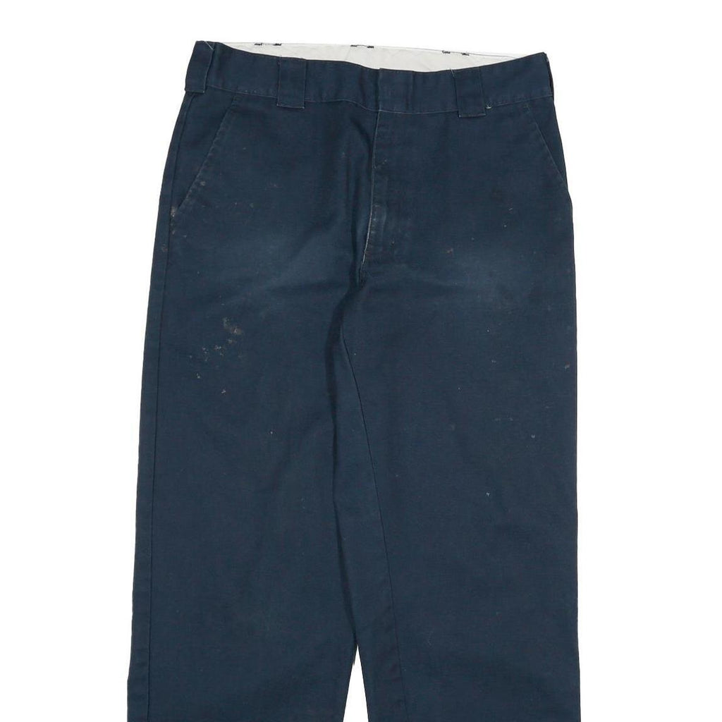 DICKIES Mens Cotton Blend Navy Regular Straight Trousers W34 L32 Workwear
