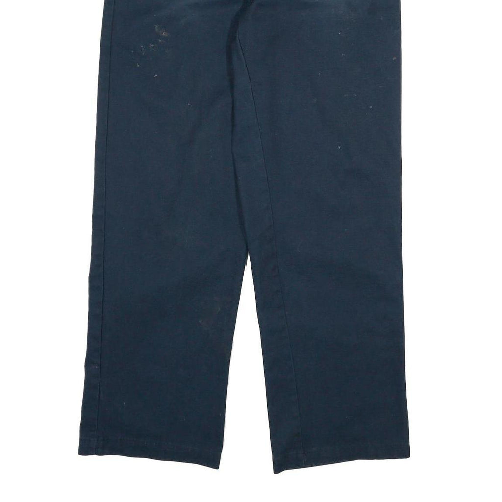 DICKIES Mens Cotton Blend Navy Regular Straight Trousers W34 L32 Workwear