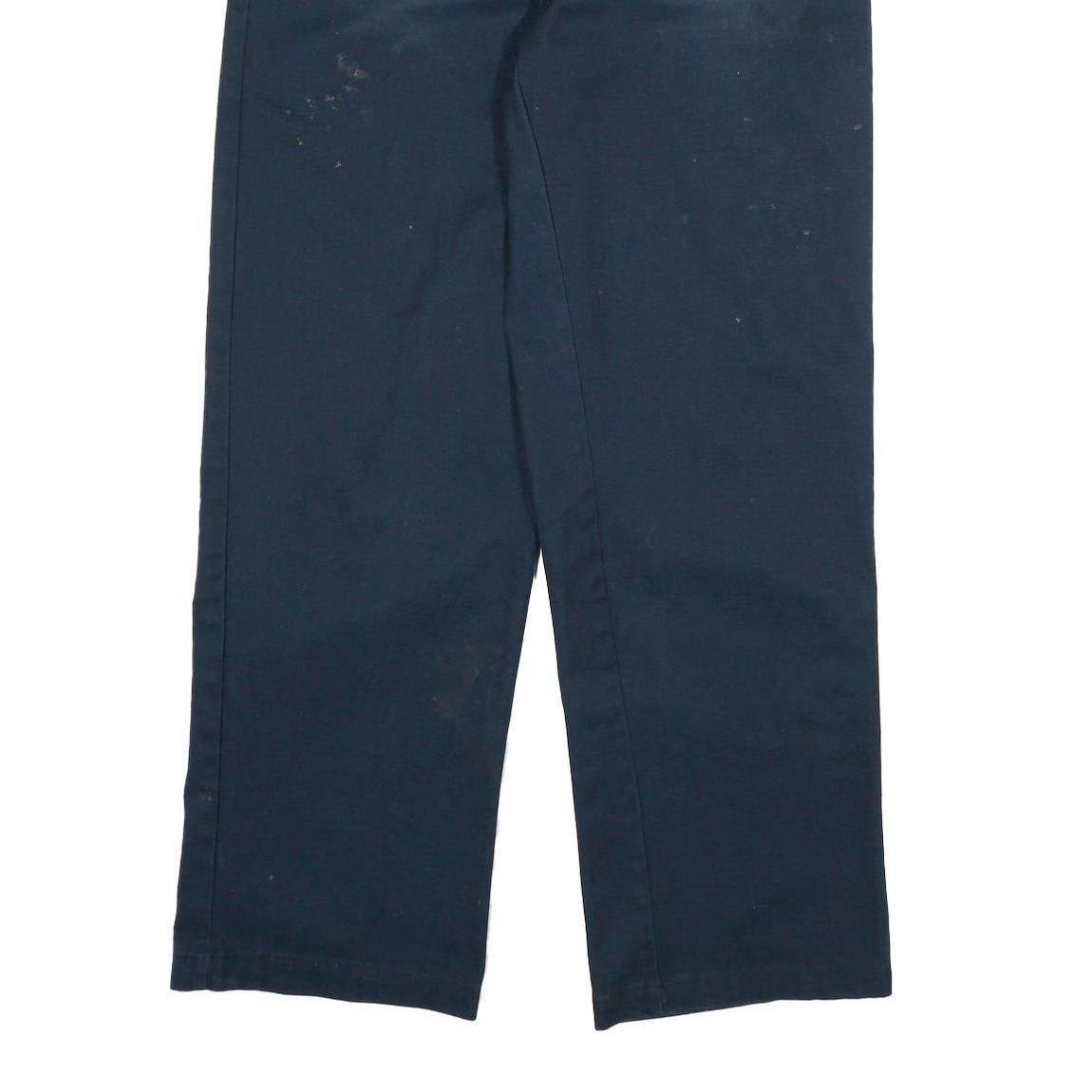 DICKIES Mens Cotton Blend Navy Regular Straight Trousers W34 L32 Workwear