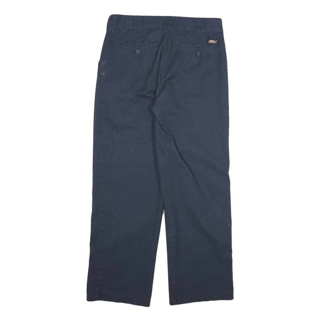 DICKIES Mens Cotton Blend Navy Regular Straight Trousers W34 L32 Workwear