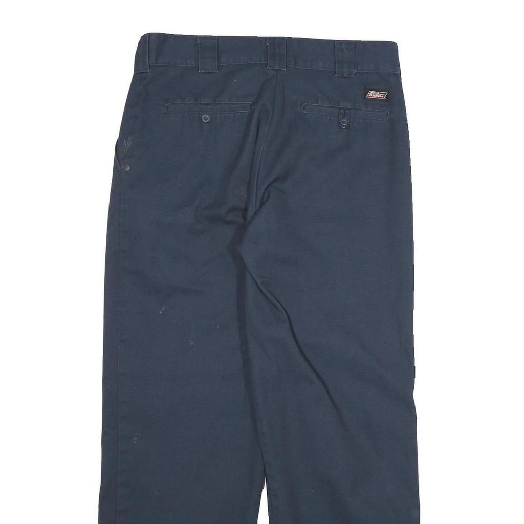DICKIES Mens Cotton Blend Navy Regular Straight Trousers W34 L32 Workwear