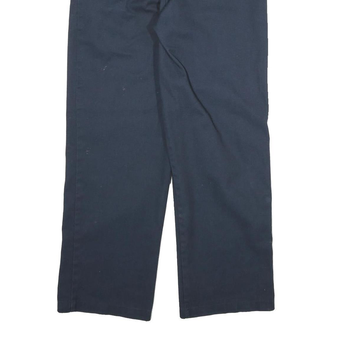 DICKIES Mens Cotton Blend Navy Regular Straight Trousers W34 L32 Workwear
