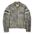 SPIRIT MOTORS Mens Grey & Cream Leather Racing Jacket 2XL Zip Biker Style