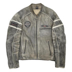SPIRIT MOTORS Mens Grey & Cream Leather Racing Jacket 2XL Zip Biker Style
