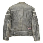 SPIRIT MOTORS Mens Grey & Cream Leather Racing Jacket 2XL Zip Biker Style