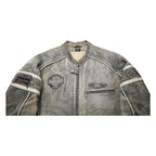 SPIRIT MOTORS Mens Grey & Cream Leather Racing Jacket 2XL Zip Biker Style