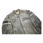 SPIRIT MOTORS Mens Grey & Cream Leather Racing Jacket 2XL Zip Biker Style