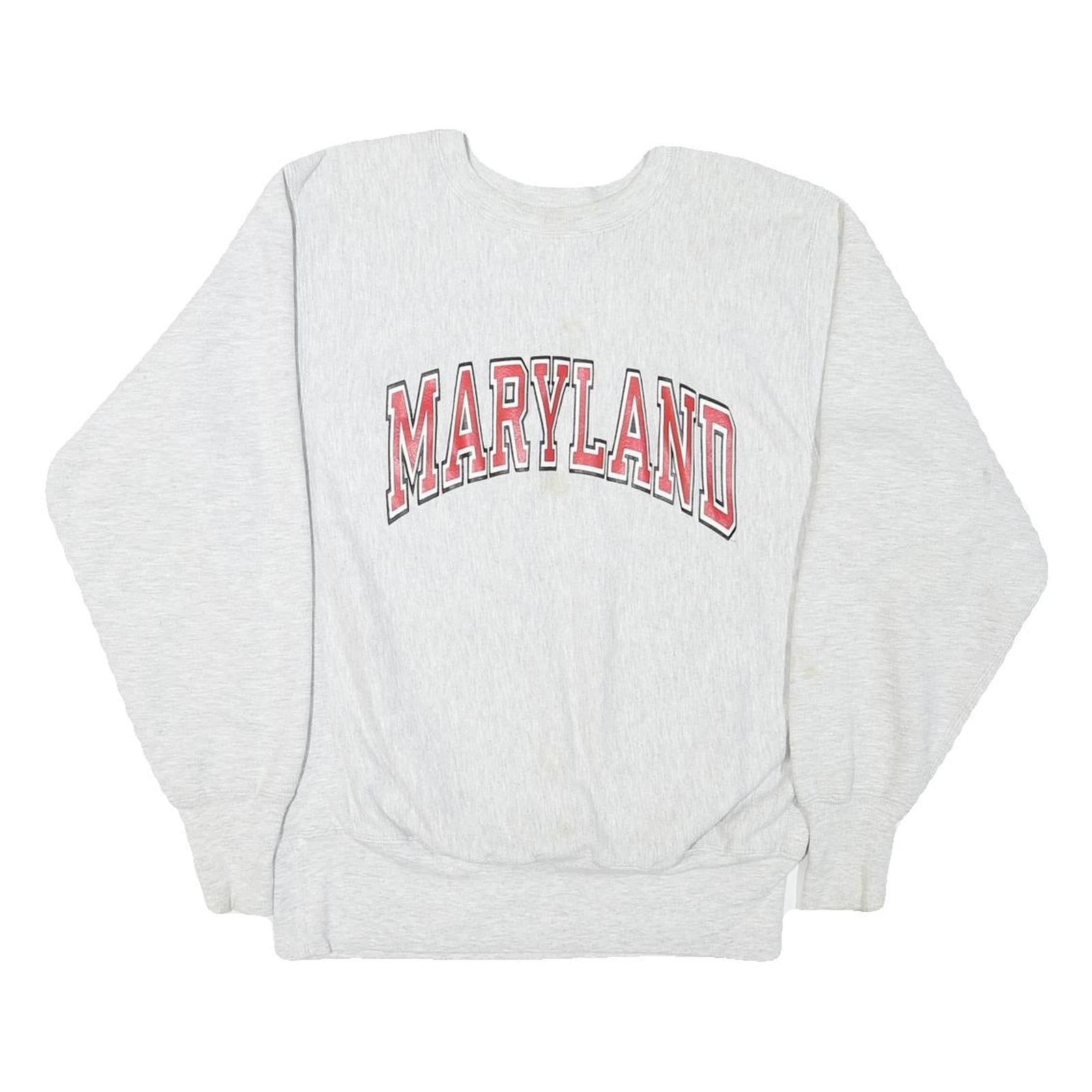 CHAMPION Mens Grey Maryland Crew Neck L Sweatshirt Cotton Blend Pullover