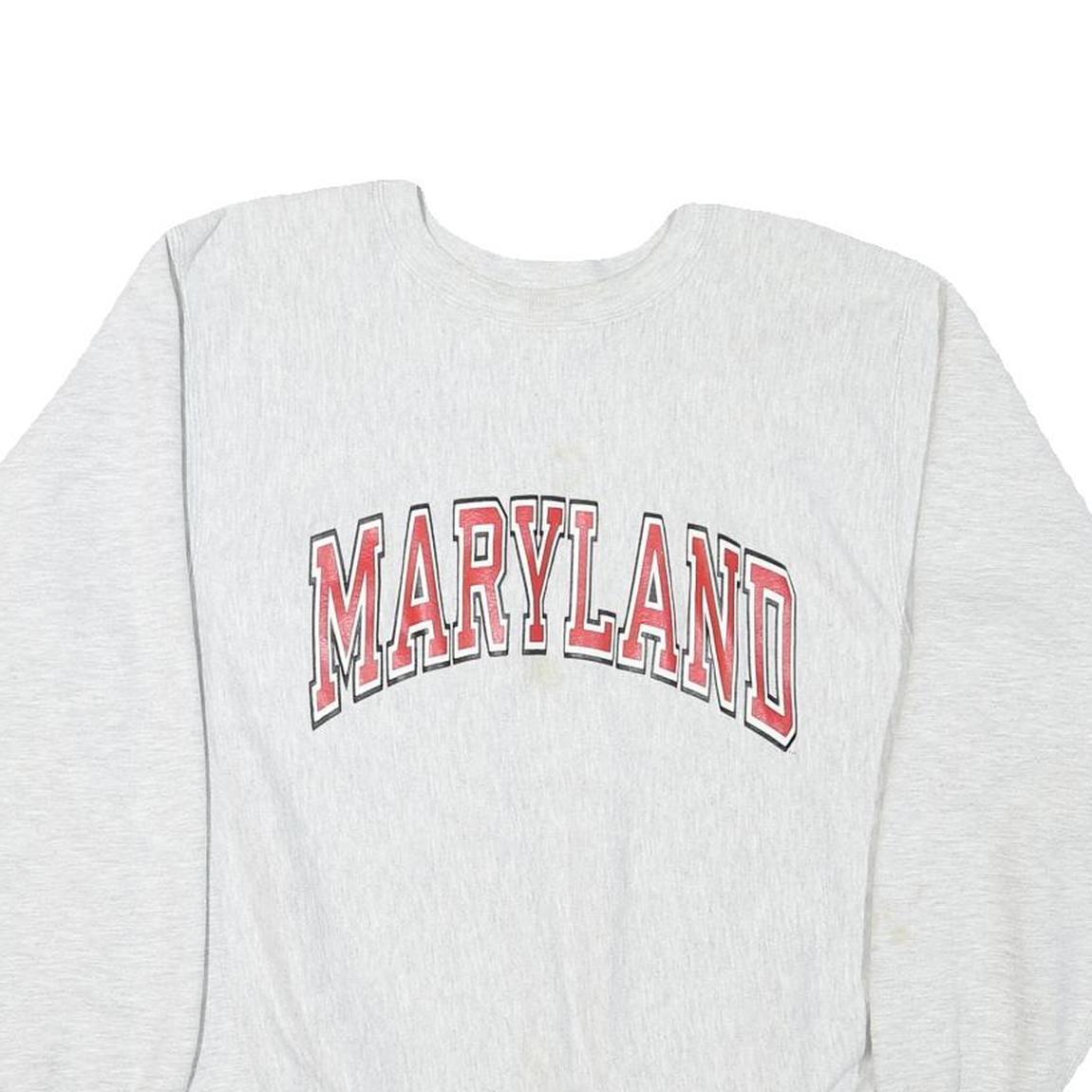 CHAMPION Mens Grey Maryland Crew Neck L Sweatshirt Cotton Blend Pullover