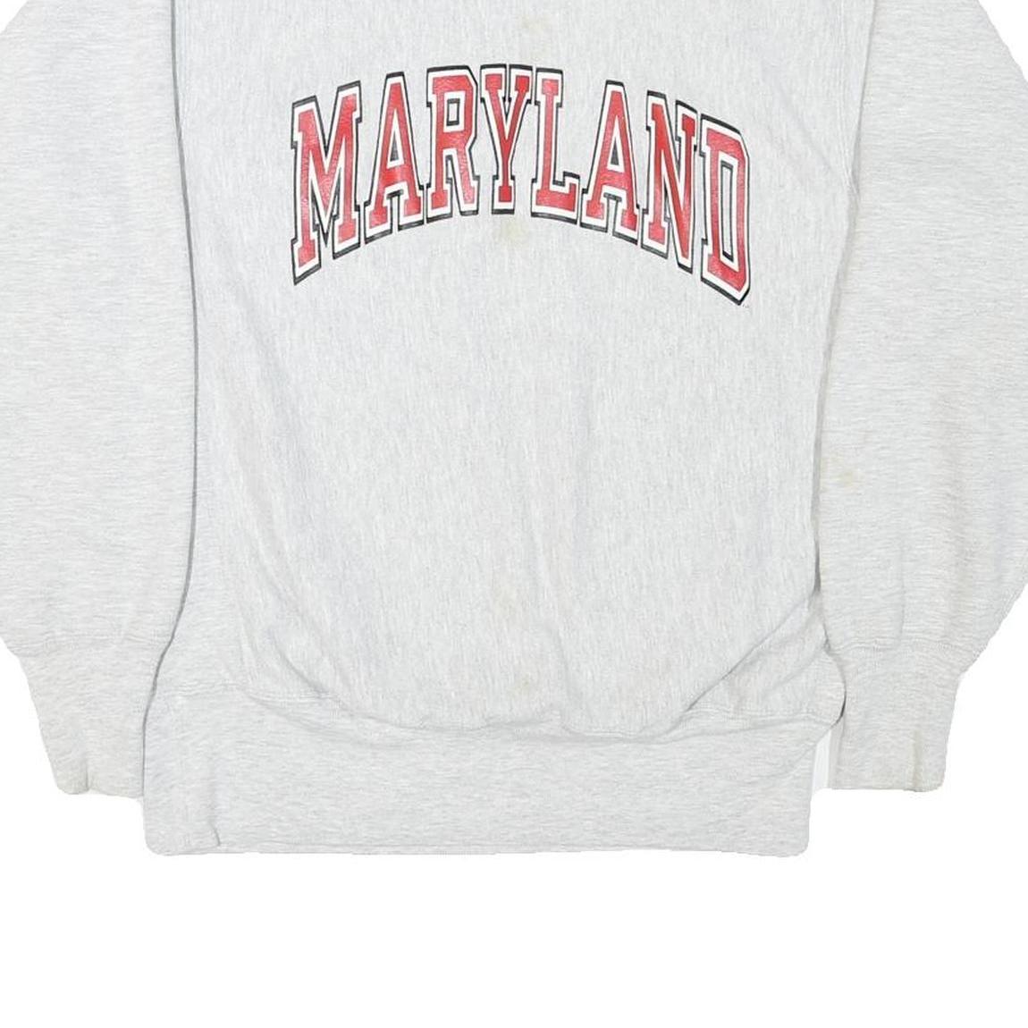 CHAMPION Mens Grey Maryland Crew Neck L Sweatshirt Cotton Blend Pullover