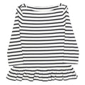 BROOME STREET Womens Black & White Striped Ruffle Hem Top 3/4 Sleeve Boat Neck
