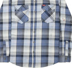 WRANGLER Mens Blue & Grey Checked Shirt M Cotton Blend Casual Workwear
