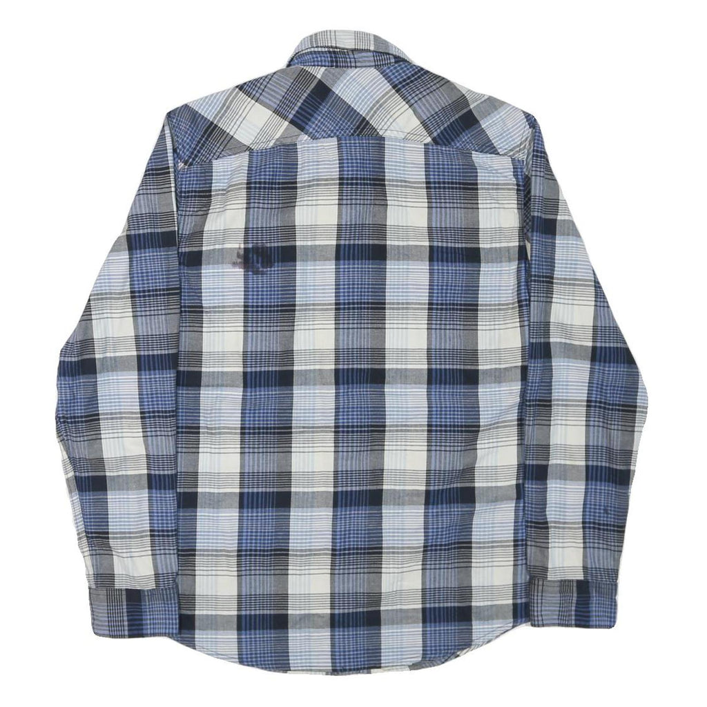 WRANGLER Mens Blue & Grey Checked Shirt M Cotton Blend Casual Workwear