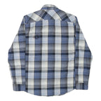 WRANGLER Mens Blue & Grey Checked Shirt M Cotton Blend Casual Workwear