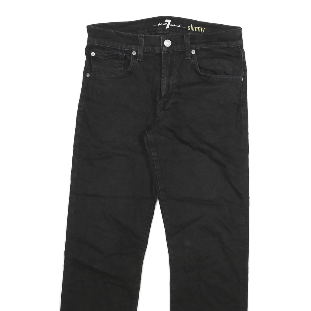 7 FOR ALL MANKIND Womens Slim Black Slimmy Denim Good W28 L28 Zip Cotton Blend