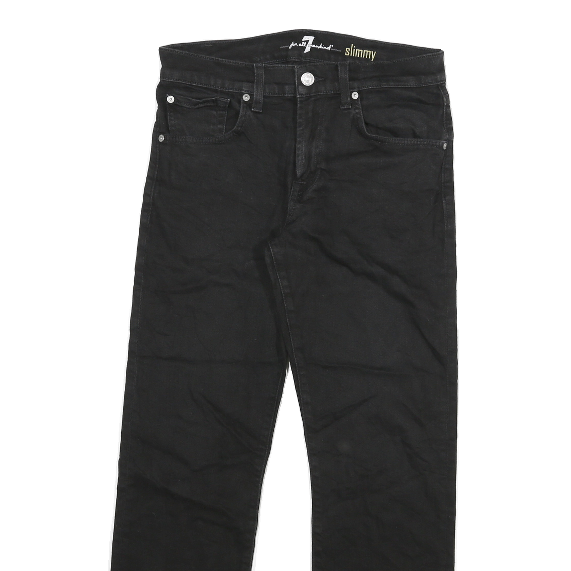 7 FOR ALL MANKIND Womens Slim Black Slimmy Denim Good W28 L28 Zip Cotton Blend