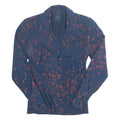 ELFE Womens Shirt Blue Silk Crazy Pattern Long Sleeve S