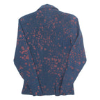 ELFE Womens Shirt Blue Silk Crazy Pattern Long Sleeve S