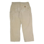 CARHARTT Mens Cotton Blend Beige Relaxed Straight Trousers W34 L28 Workwear