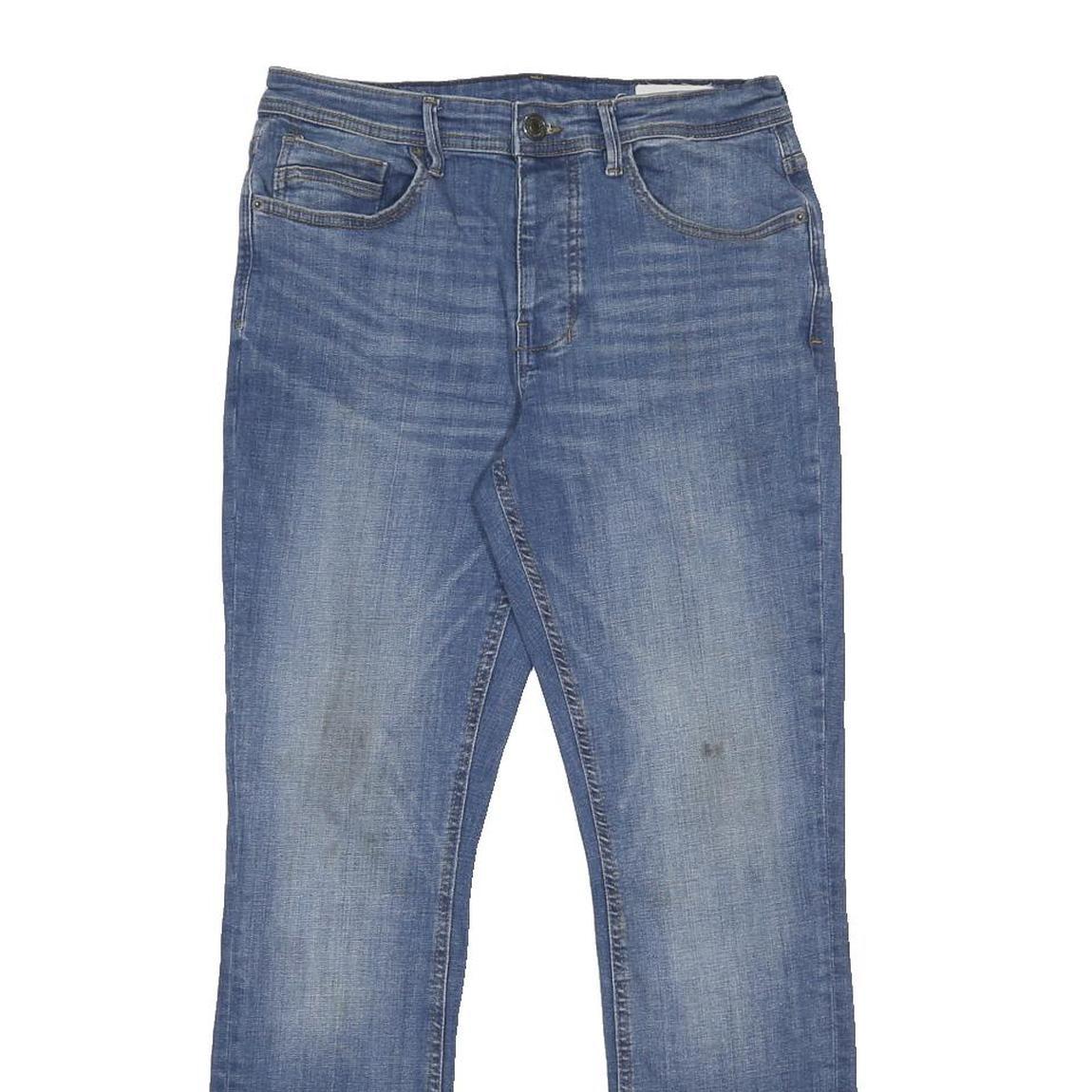 DENIM CO. Mens Slim Blue Jeans Denim W32 L30 Casual Wear Button Closure