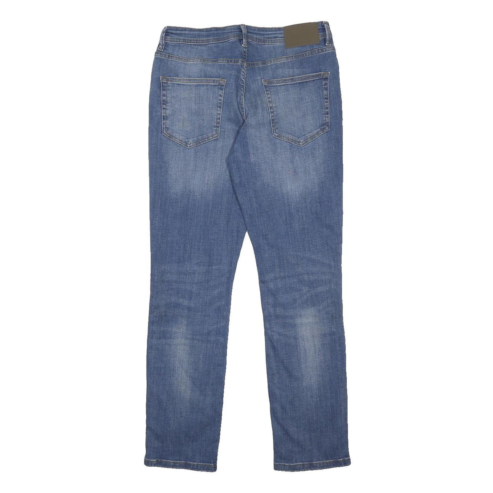 DENIM CO. Mens Slim Blue Jeans Denim W32 L30 Casual Wear Button Closure