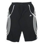 ADIDAS Womens Black Casual Shorts UK 14 W28 Polyester Three Stripes