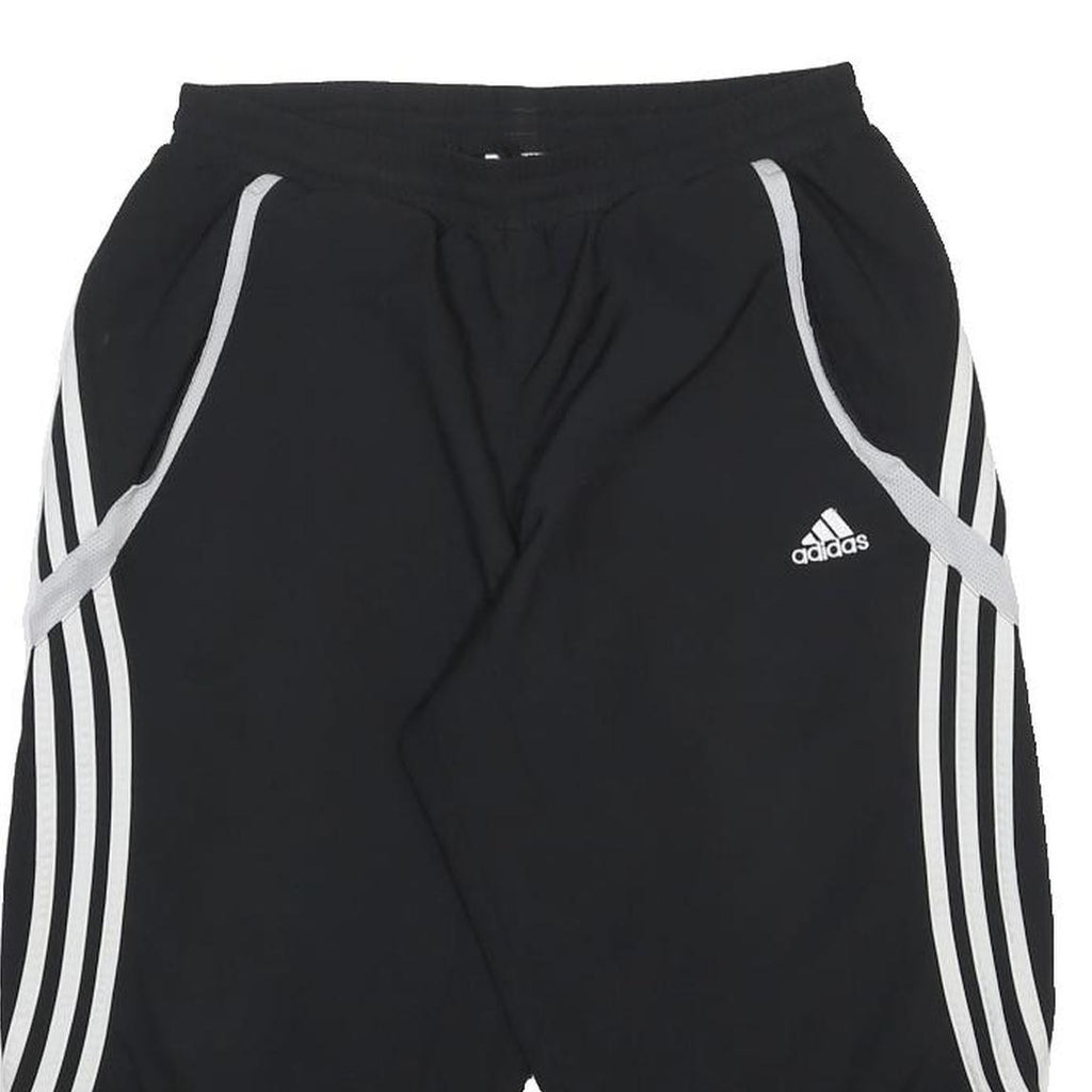 ADIDAS Womens Black Casual Shorts UK 14 W28 Polyester Three Stripes