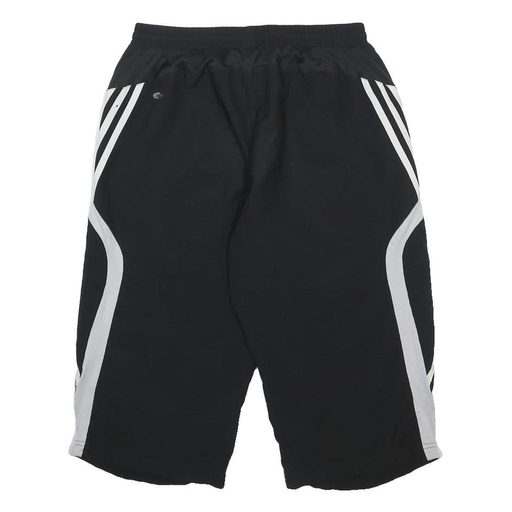 ADIDAS Womens Black Casual Shorts UK 14 W28 Polyester Three Stripes