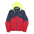 TOMMY HILFIGER Mens Navy & Red Colourblock Hooded Jacket M Nylon Zip