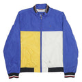 TOMMY HILFIGER Mens Blue Yellow & White Zip Bomber Jacket M Polyester