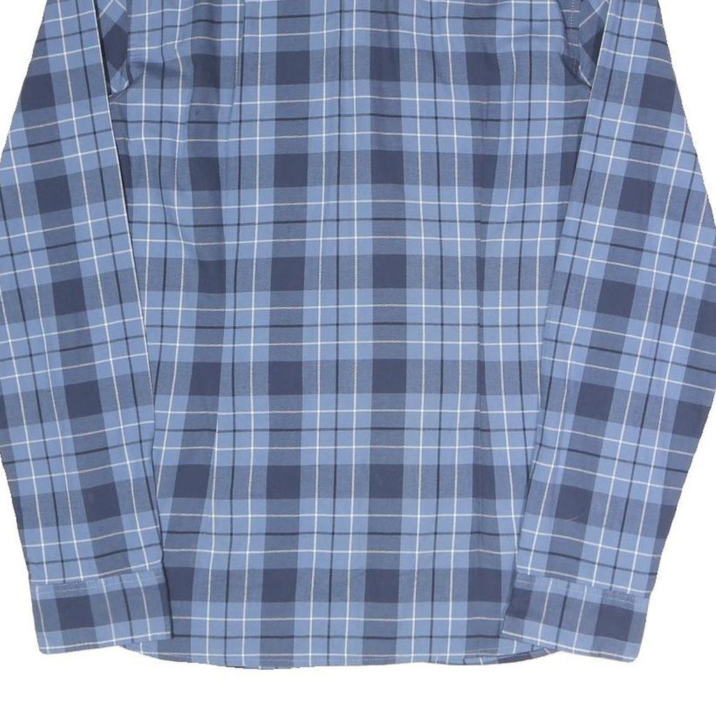 TOMMY JEANS Mens Blue Check Shirt M Cotton Blend Button Collar Long Sleeve