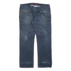 NJ 87 Mens Blue Regular Fit Straight Leg Denim Button W38 L32 Casual Jeans