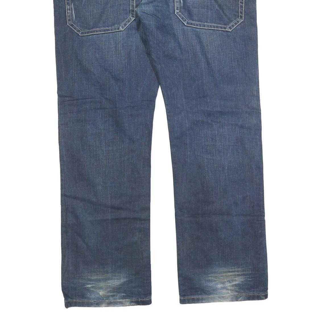 NJ 87 Mens Blue Regular Fit Straight Leg Denim Button W38 L32 Casual Jeans