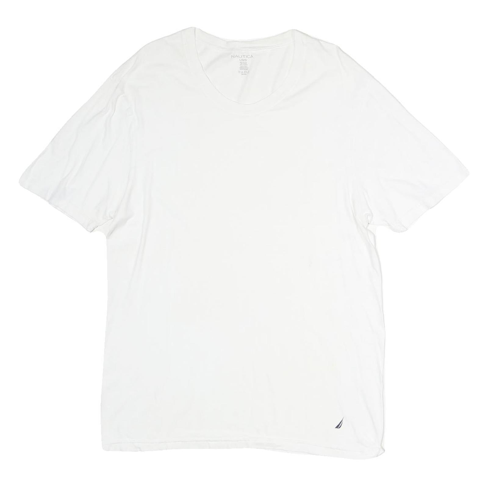 NAUTICA Womens White L Cotton Plain T-Shirt Short Sleeve Scoop Neck Casual