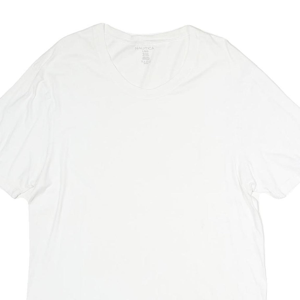 NAUTICA Womens White L Cotton Plain T-Shirt Short Sleeve Scoop Neck Casual