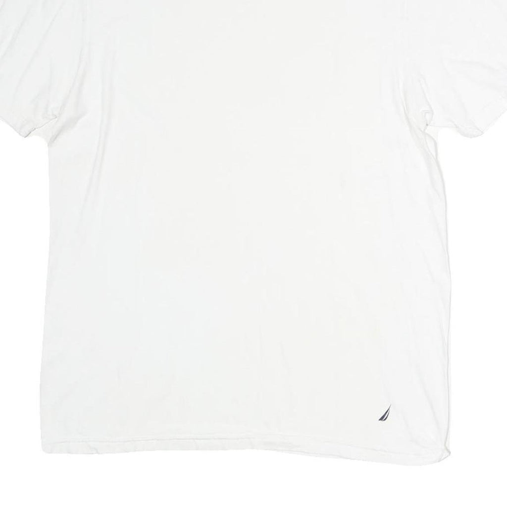 NAUTICA Womens White L Cotton Plain T-Shirt Short Sleeve Scoop Neck Casual