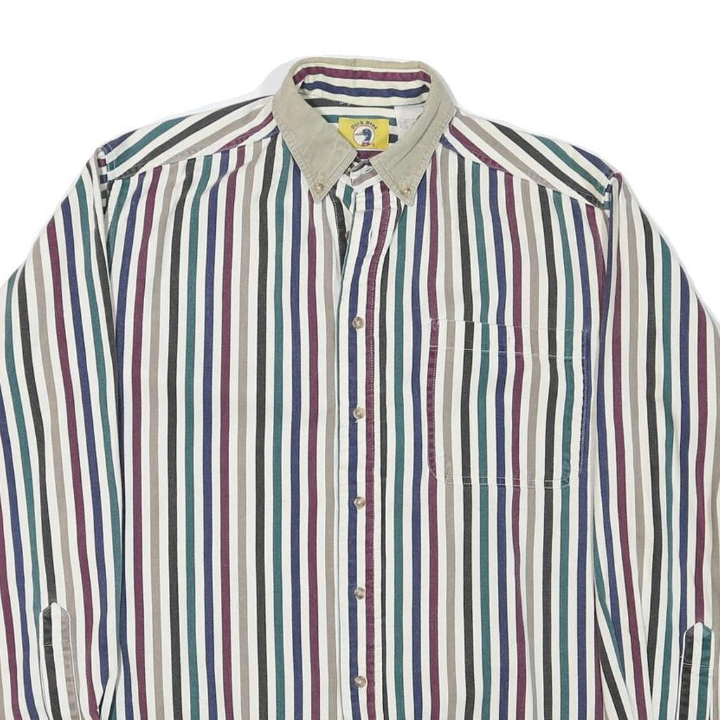 DUCK HEAD Mens Striped Shirt M Button-Down Collar Cotton Blend Classic Fit