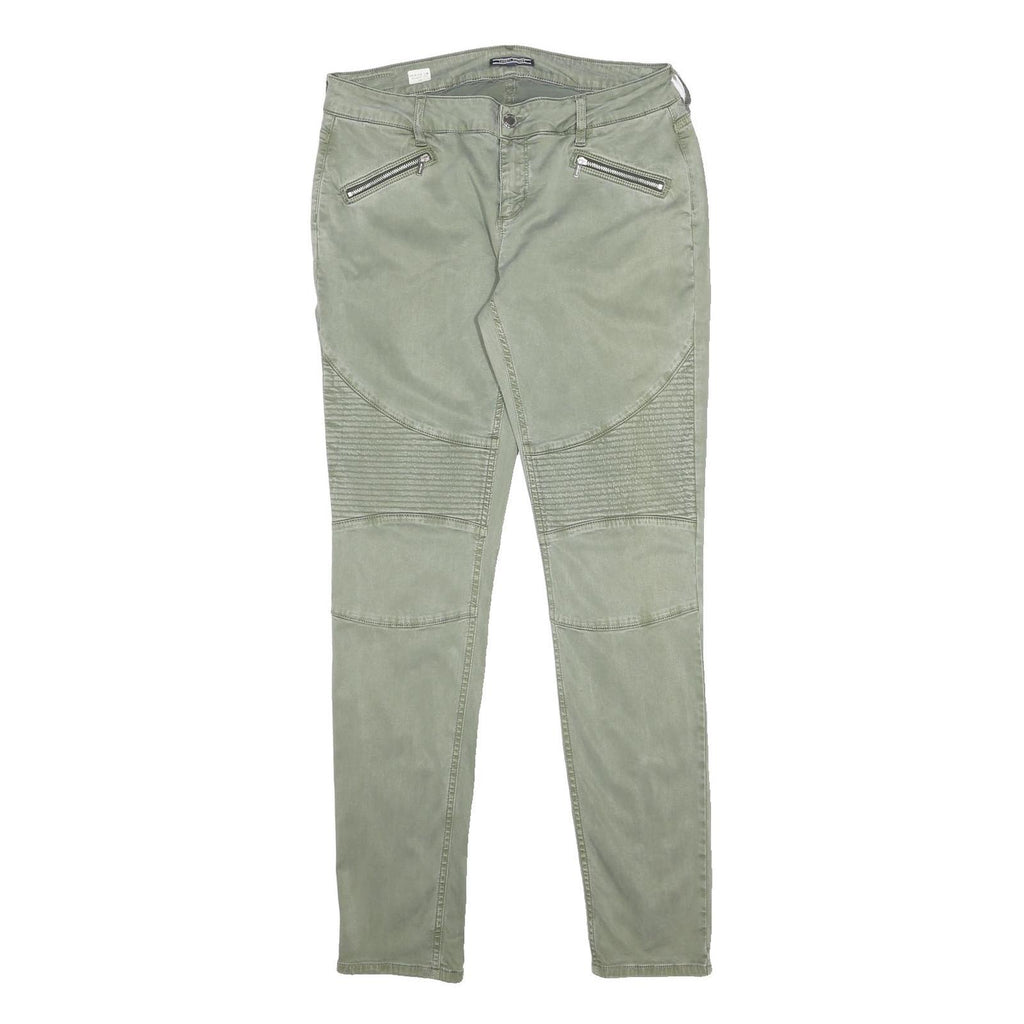TOMMY HILFIGER Womens Cotton Blend Slim Olive Green Trousers W30 L32 Zipper