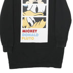 DISNEY Womens Black Mickey Donald Pluto Crew Neck L Cartoon Characters