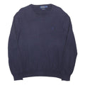 POLO RALPH LAUREN Mens Navy Plain Cotton Jumper Crew Neck Basic Knit L